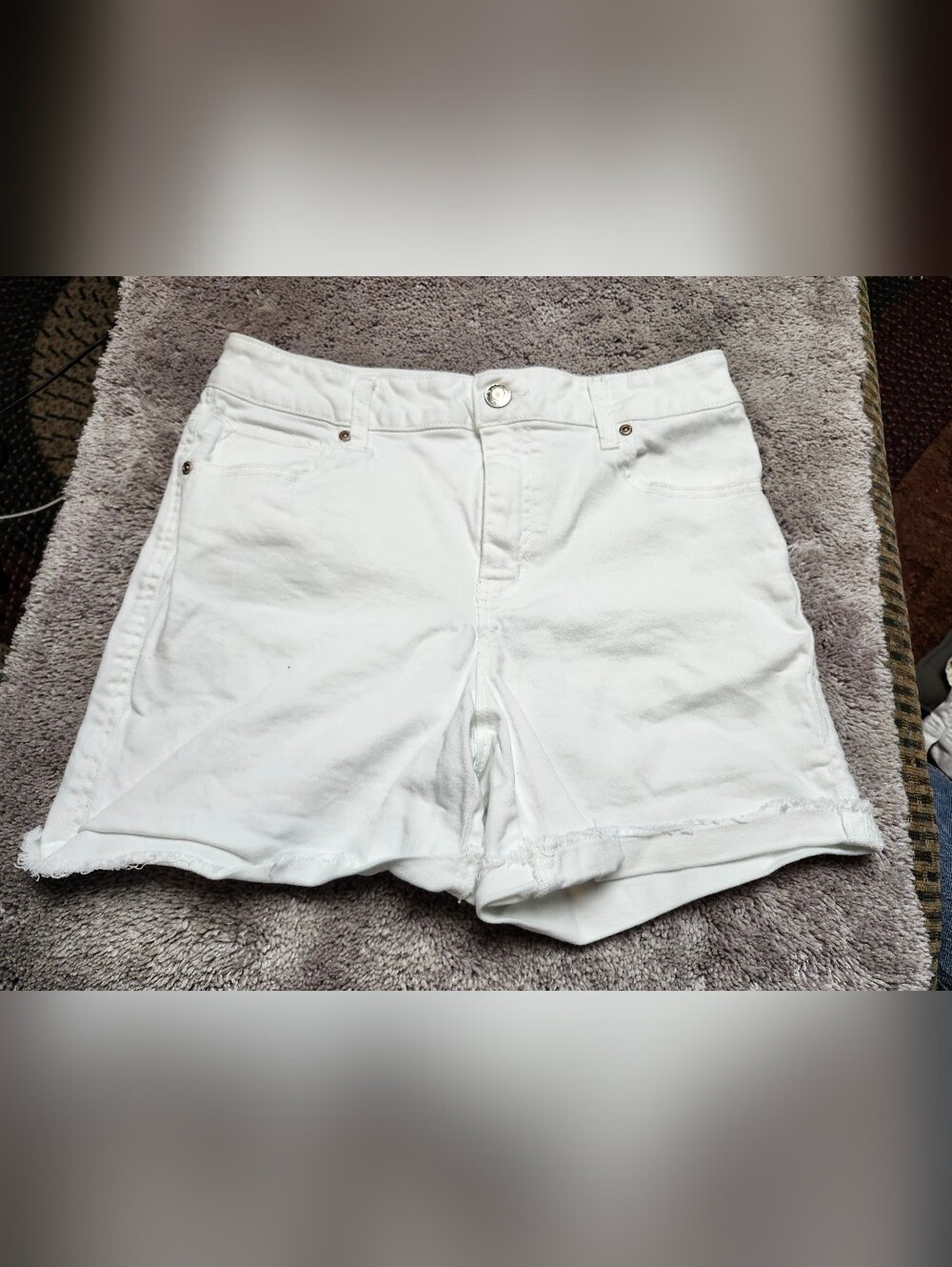 Women's M Jeans by Maurice White High-Rise Frayed Hem Women's Denim Shorts